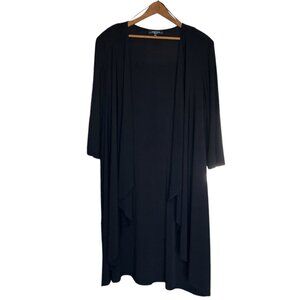R&M Richards 20W Knit Open Jacket Duster Cardigan Black Liquid Knit Stretch Plus